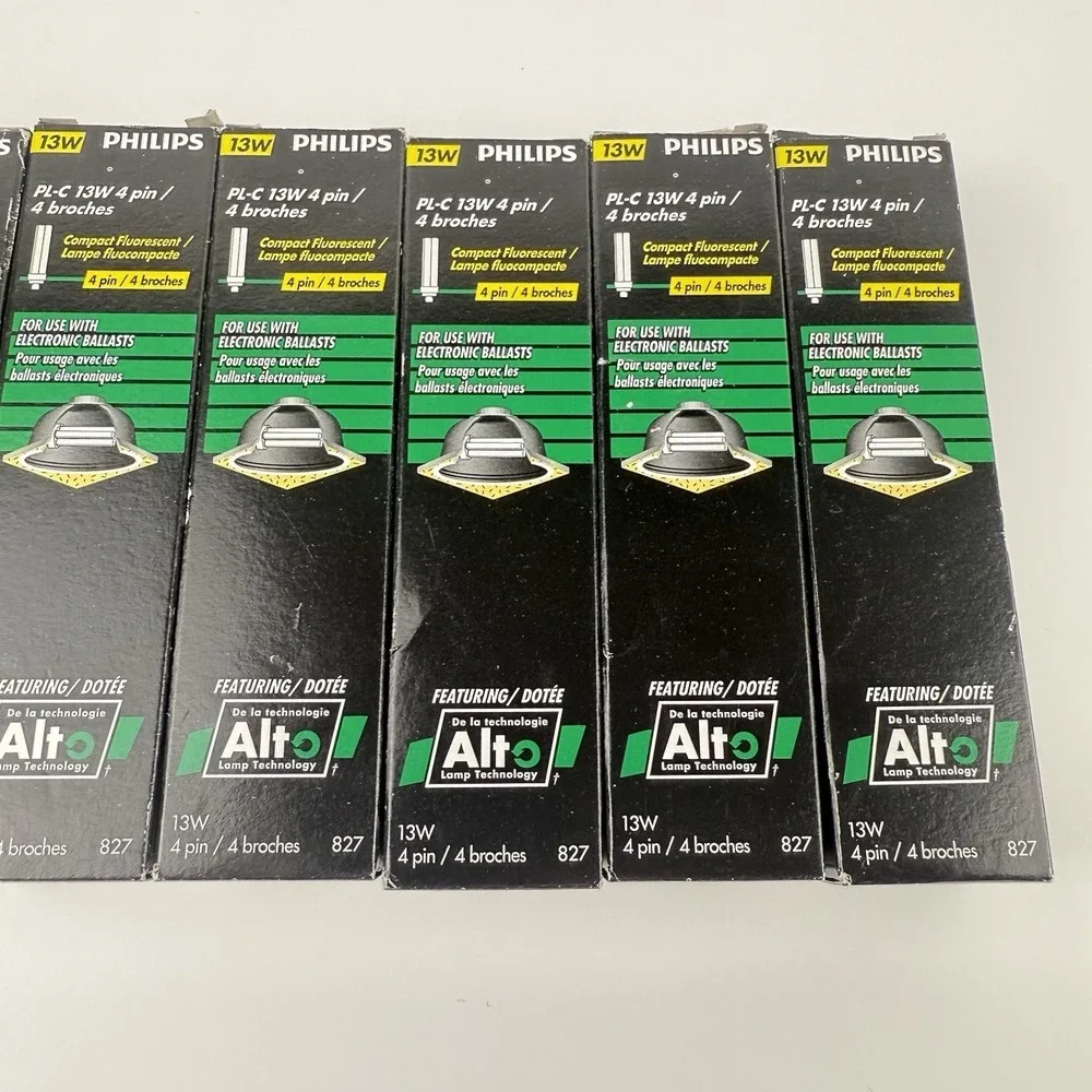 PHILIPS Compact Fluorescent Light Bulbs PL-C 13W 827 4 P Pin ALTO Lot Bundle 7